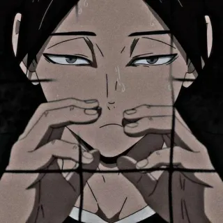 😑 Akaashi Keiji Haikyuu!! anime, manga, character, expression, sweat, looking, net telegram sticker