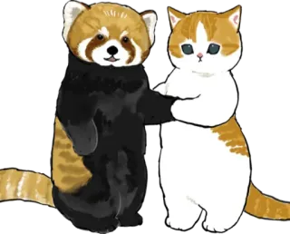 🤝 red panda, cat, friendship, animals telegram sticker