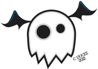 👻 幽灵, 恐怖, 万圣节, 蝙蝠翅膀, 可爱, 卡通, 贴纸 telegram sticker