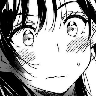 🎐 Anime, Manga, Mädchen, Gesicht, Schwarzweiß, Ausdruck, Schockiert telegram sticker