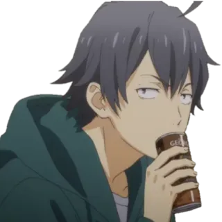 🍙 anime, homem, bebendo, personagem telegram sticker