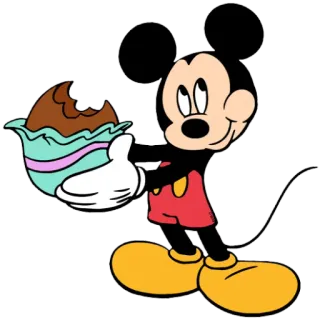 🍘 Mickey Mouse ミッキーマウス, アニメ, ディズニー, カップケーキ, 食べる, キャラクター telegram sticker