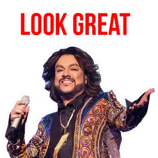😜 LOOK GREAT uomo, microfono, cantante, ritratto, sorriso telegram sticker