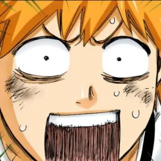 ⚔ Ichigo Kurosaki Bleach Anime, Manga, zszokowany, przestraszony, strach telegram sticker