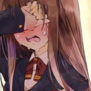 🎼 Anime, Weinen, Traurig, Schulmädchen, Uniform telegram sticker