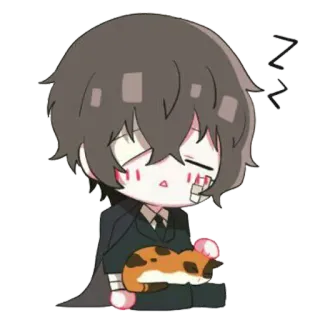 😴 Anime, Cartoon, Schlafend, Katze, Niedlich, Chibi telegram sticker