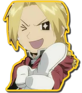 😉 Edward Elric Fullmetal Alchemist อนิเมะ, ตัวละคร, การ์ตูน, มังงะ, สติกเกอร์ telegram sticker