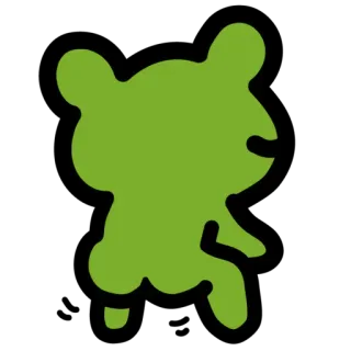 🍑 urso, silhueta, animal, desenho animado, verde telegram sticker