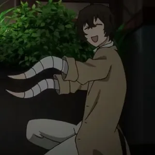 🍩 Dazai Bungou Stray Dogs Dazai, Bungou Stray Dogs, Anime, Senyum, Perban, Karakter telegram sticker