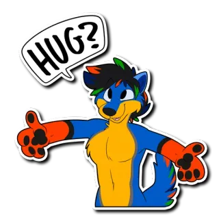 🤗 HUG? Furry, Umarmung, Tier, Cartoon, Gruß, Freundlich telegram sticker