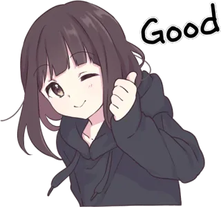👍 Good anime, girl, thumbs up, wink, cute, happy telegram sticker