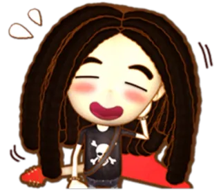 😅 cartoon, character, dreadlocks, guitar, skull, cute telegram sticker