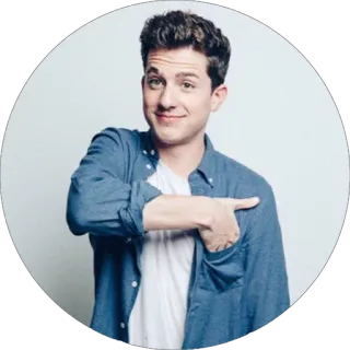 😊 Charlie Puth musician, singer, portrait, pointing, person telegram sticker