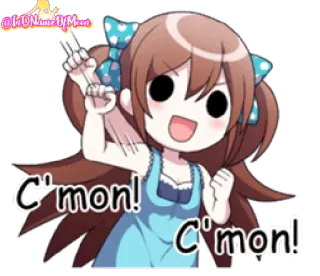 ✊ C'mon! C'mon! Аниме, Мультфильм, Поддержка, Восторг, Милый, Девушка whatsapp sticker