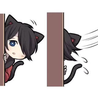 👀 anime, cat, ears, tail, peek, cute, kawaii telegram sticker
