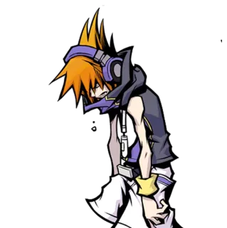 😭 Neku Sakuraba The World Ends with You anime, orange hair, headphones, character, video game, twewy telegram sticker