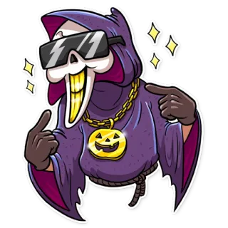😎 geist, halloween, hoodie, kürbis, goldkette, brille, sensenmann, cartoon telegram sticker