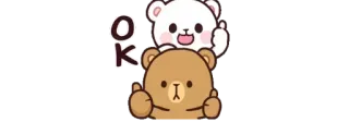 👍 OK osos, lindo, ok, positivo, animal whatsapp sticker