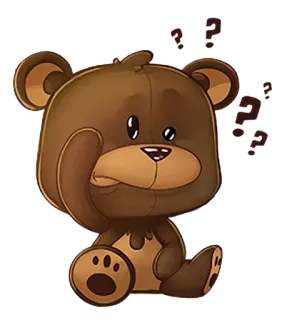 😐 urso, confuso, pergunta, pensando, desenho animado, adesivo telegram sticker