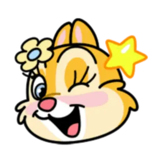 😉 卡通, 动物, 花栗鼠, 花, 星星, 可爱 telegram sticker