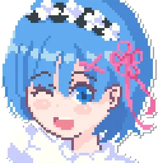 😉 Rem Anime, Rem, Pixel Art, Waifu, Kawaii telegram sticker