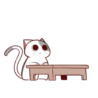 🙂 cat, table, cute, animal, cartoon telegram sticker