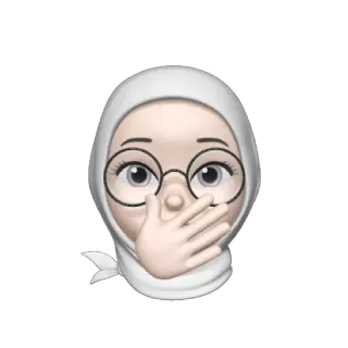 🦴 Emoji, Frau, Hijab, Brille, Hand vor dem Mund telegram sticker