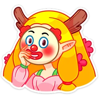 🤡 Payaso, Máscara, Dibujo animado, Elfo, Chica, Lindo telegram sticker