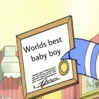 🍄 Worlds best baby boy certificate, baby boy, cartoon, award, worlds best telegram sticker