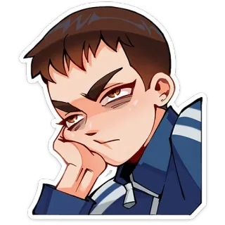 😒 kartun, bosan, potret, anak laki-laki, stiker whatsapp sticker
