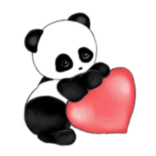 ❤ Panda, Cuore, Carino, Animale, Amore, Cartone animato telegram sticker