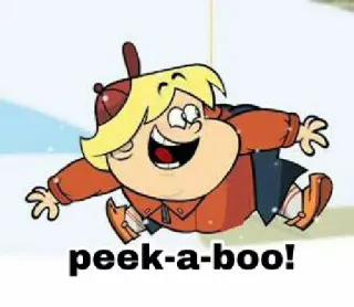 👀 peek-a-boo! ребенок, снег, мультфильм, игривый, ку-ку telegram sticker