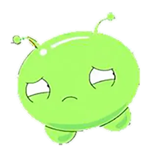 😔 Alien, Cartoon, Niedlich, Grün, Traurig, Sticker whatsapp sticker