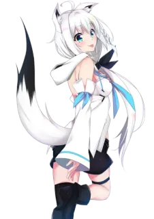 😜 Fubuki Shirakami anime, fox, kemonomimi, vtuber, white hair whatsapp sticker