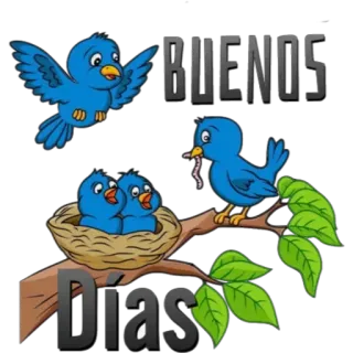☀️ BUENOS DÍAS птицы, гнездо, доброе утро, приветствие, природа whatsapp sticker