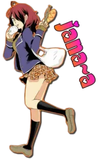 😋 Tana Anime, Fille, Personnage, Étudiante, Manger whatsapp sticker