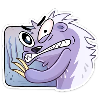 😡 Мультфильм, Животное, Монстр, Существо, Лёд, Холод, Злой, Выражение telegram sticker
