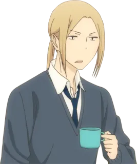 ☕️ anime, character, male, blonde, cup, blazer, tie telegram sticker