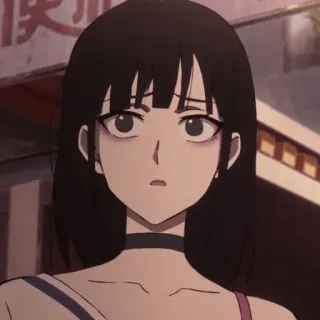 🌊 Anime, Mulher, Garota, cabelo preto, Personagem, Ilustração telegram sticker