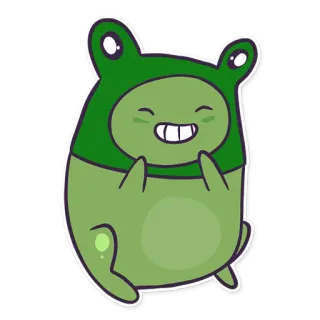 😁 stiker, kartun, katak, hijau, imut whatsapp sticker