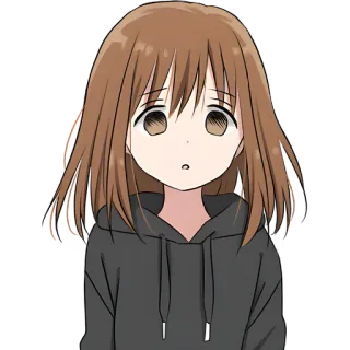 😯 anime, garota, fofa, desenho animado, personagem, mangá, moletom com capuz telegram sticker