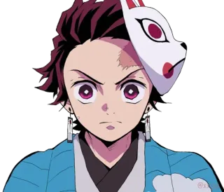 😠 Tanjiro Kamado Demon Slayer Anime, Demon Slayer, Tanjiro, Máscara, Máscara de zorro telegram sticker