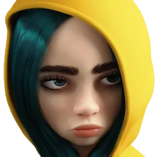 🤦‍♀ Billie Eilish Billie Eilish, Sängerin, Musiker, Promi, Popstar, Figur, Hoodie, Cartoon telegram sticker