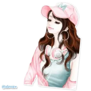😝 @afavoice dziewczyna anime, słuchawki, słodkie, różowy, moda, sztuka cyfrowa telegram sticker