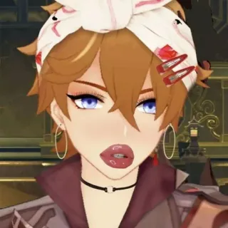 🥴 Tartaglia Genshin Impact Anime, Juego, Personaje, Maquillaje, Tartaglia, Genshin Impact telegram sticker