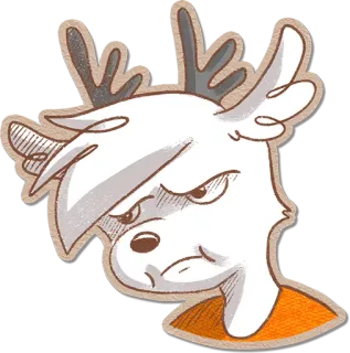 😑 животное, мультфильм, олень, иллюстрация, наклейка telegram sticker