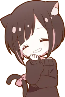 😁 Anime, Katze, Neko, Süß, Kawaii, Katzenmädchen telegram sticker