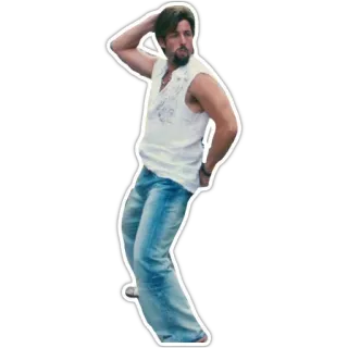 😛 hombre, vaqueros, camisa blanca, posando, masculino, adulto telegram sticker