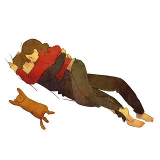 👀 pasangan, cinta, kucing, tidur, romantis, pelukan whatsapp sticker