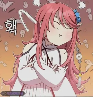 🤔 anime, angry, elf, pink hair, female, cartoon telegram sticker